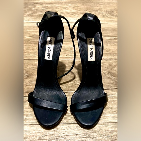 Steve Madden Stecy Court Black Leather Ankle Strap High Heels Women’s US Size 7 - Picture 2 of 5